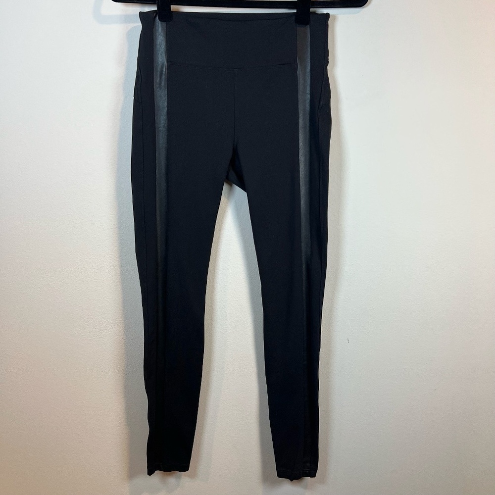 Athleta Flat Iron Tux Leggings Pants Black Zip Pockets Stretch Moto Office Sz XS